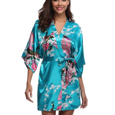 Kimono Mujer Batas Cortos Lencería Pavo & Flores