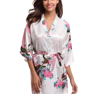 Kimono Mujer Batas Cortos Lencería Blanco