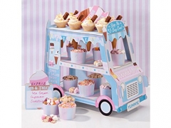 Stand de Carrito Helados con 3 niveles. Perfecto para mostrar dulces, pasteles y caramelos en el centro de la mesa para una fiesta.