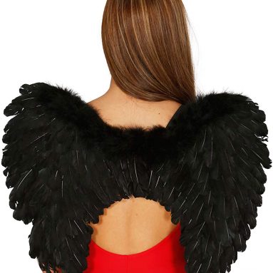 Alas negras de plumas de 50 cm. para Halloween