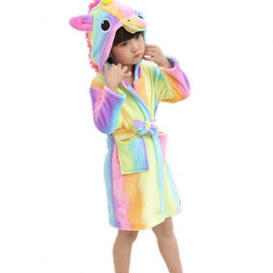 Albornoz Infantiles – Disfraz de Unicornio – Ropa De Dormir con Capucha – Batas Niños Niña