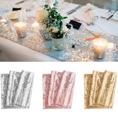 Camino de Mesa de Lentejuelas con Purpurina Brillante para Boda, Fiesta, Decoración, Oro Rosa