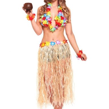 Complementos Fiesta Hawaiana disfraces falda hula diadema flores pulsera