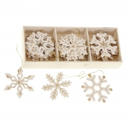 Copos de Nieve en Madera – Adornos Árbol de Navidad – Caja de 24 – Comprar Adornos Navideños, online y baratos