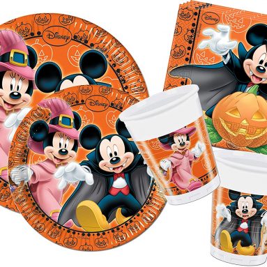 Decoración Fiesta Halloween Mickey Mouse – Vasos Platos Servilletas