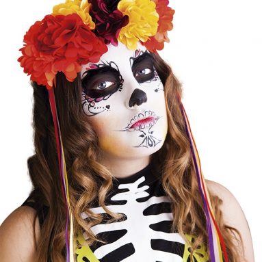 Diadema Katrina Catrina de lujo con Rosas – Halloween – Día de los Muertos