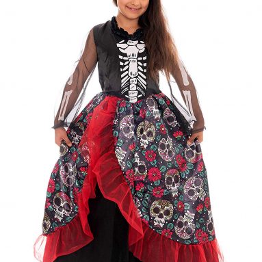 Disfraz de Esqueleto Mexicana, niñas, Incluye Vestido y Diadema – para Halloween