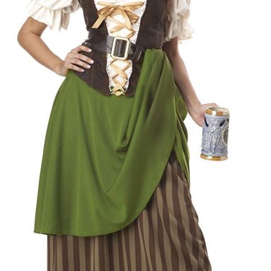 Disfraz de Tabernera Medieval para mujer, color verde y marrón
