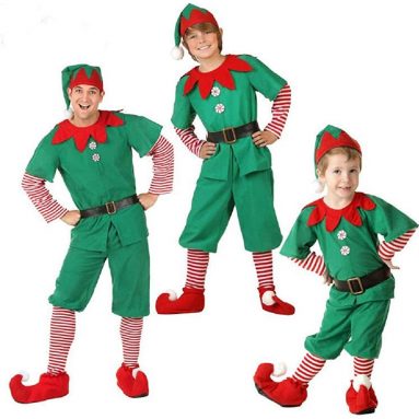 Disfraz de Elfo Navidad para Adultos y Niños Familia