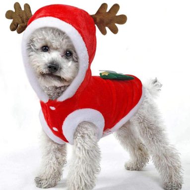 Reno Mascota Elk Navidad Perro Xmas Disfraz de Moda Cachorro Mono Abrigo Vestido de Fiesta cálido forteddy, Yorkshire Terrier, Chihuahua, Regalo Festivo