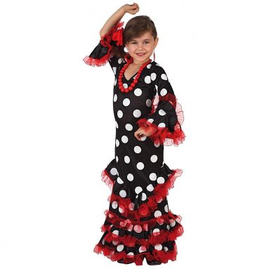 Disfraz Sevillana niña Lunares Negro Blanco