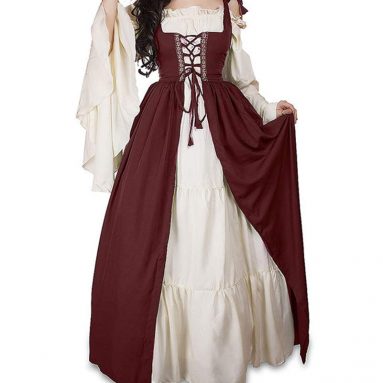 Disfraz Vestido Vintage Mujer Medieval Rojo