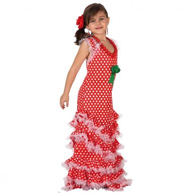 Disfraz de Sevillana Rojo para niñas