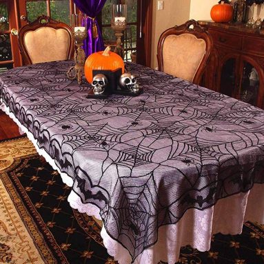 Mantel gótico de encaje para Halloween, decoración de fiesta, 121,9 x 242,8 cm