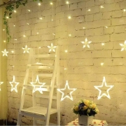Luces de Cortina de Estrella LED 2,5m 12 Estrellas 138 Led 8 Modos – Jardín Bodas Eventos