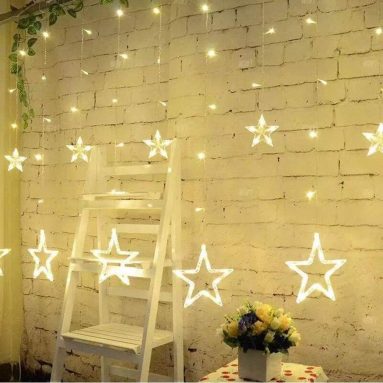 Luces de Cortina de Estrella LED 2,5m 12 Estrellas 138 Led 8 Modos – Jardín Bodas Eventos