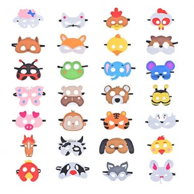 Máscaras para Niños Fieltro – Animales – Cumpleaños Cosplay Fiestas – 28 Piezas