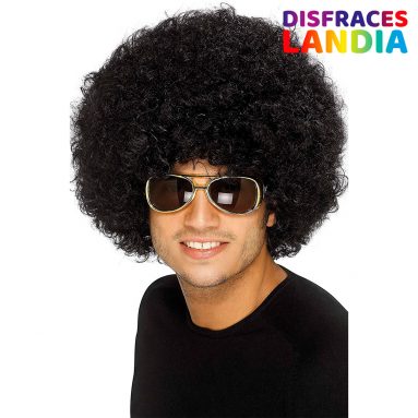Peluca Afro Funky de los 70, negra, 120g