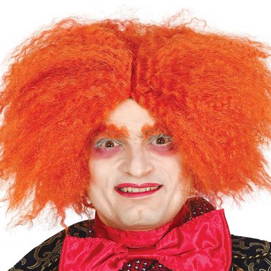 Peluca Sombrerero Loco Rizos , Color naranja Talla única Guirca