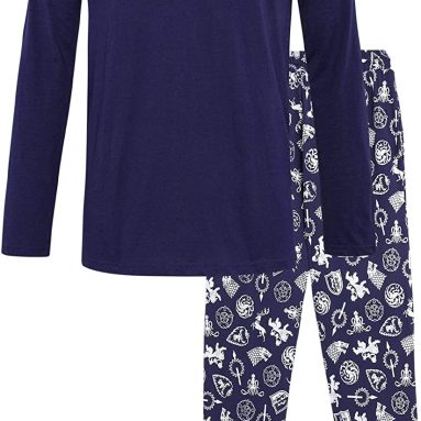 Juego de Tronos Pijama Hombre Mujer Se Acerca el Invierno, Pijamas Dos Piezas de algodón de Manga Larga Invierno, Emblemas de diseño Casas de Juego de Tronos, Regalos para Mujeres Hombres