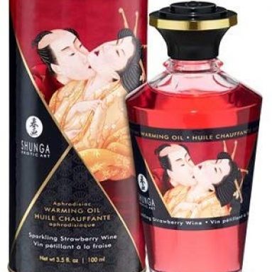 Shunga Aceite Afrodisíaco, Aroma de Fresas con Champagne, Color Rosa – 100 ml