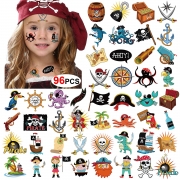 Tatuaje Pirata Niños – Temporal Pegatinas -Juegos Infantiles Fiesta Pirata Cumpleaños – Regalo Piñata
