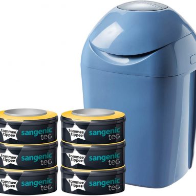Tommee Tippee Sangenic Tec – Set básico de contenedor de pañales + 6 recambios (azul)