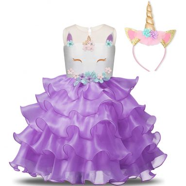 Unicornio Disfraz Vestido de Princesa Morado