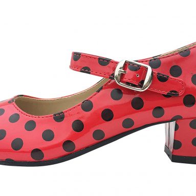 Zapato Flamenco baile Sevillanas niña o mujer rojo negro